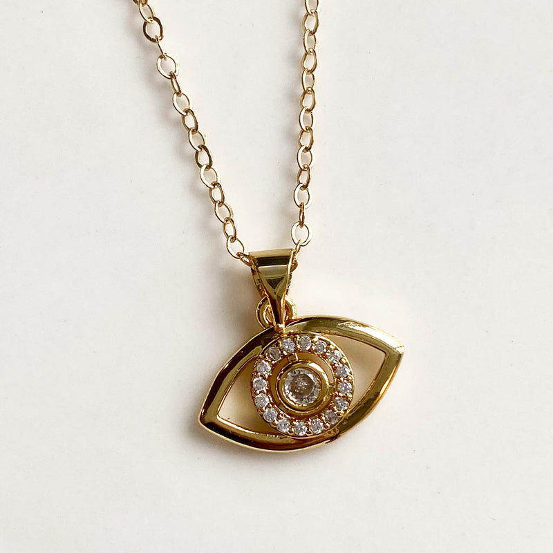 Everyday Must Have Necklace with Crystal Cubic Zirconia Evil Eye - Lazulz